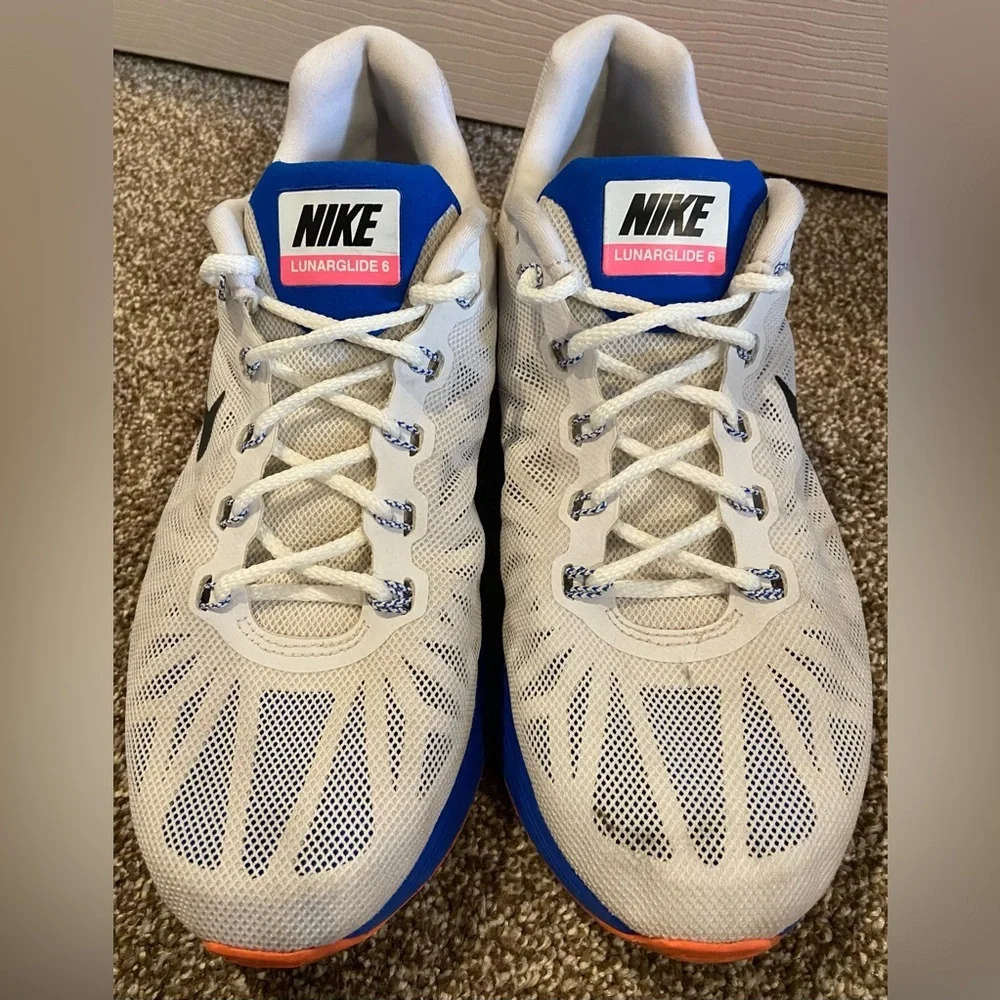 Nike Womens Lunarglide 6 654434-101 White Pink Running Shoes Sneakers Size 9
